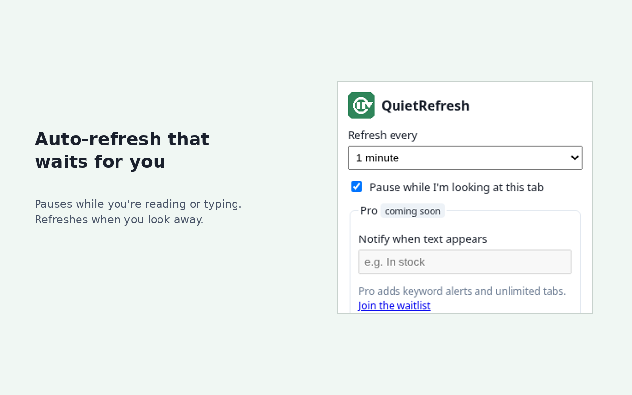 QuietRefresh popup